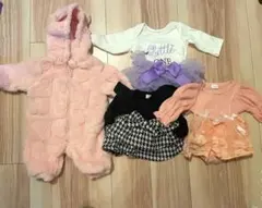 ベビー服セット（フリースオーバーオール、ロンパース、ドレス）　1-3ヶ月用　秋冬