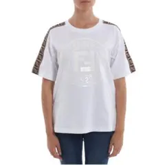 美品【名作】フェンディ ズッカ ロゴ Tシャツ ホワイト シルバー L XL
