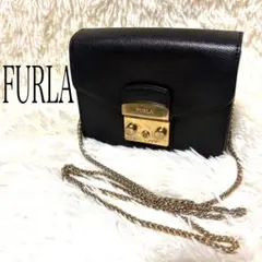 良品　FURLA フルラ メトロポリス ショルダーバッグ ブラックシルバー金具