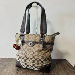 COACH コーチ シグネチャー トートバッグ ターンロック 肩掛 F13973