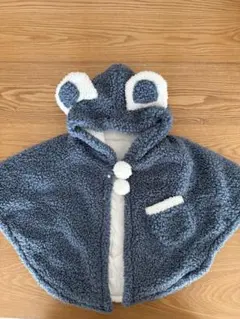 クマ耳付きフリースポンチョ