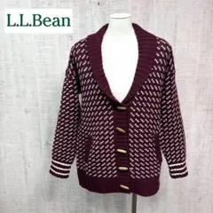 【美品】L.L.Bean バーズアイ ウール ニット カーディガン トグル M