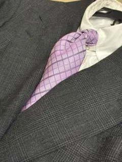 【未使用】BPFC ピンク×パープルチェック柄 ネクタイ