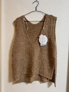 しまむら tomo rafraf ペーパーヤーン ベスト Lサイズ 淡薄橙