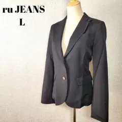 ru JEANSテーラードジャケット黒金ボタン裏地ドット ピンクLレディース