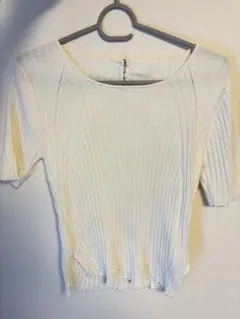 Lily Brown バックオープンリブホワイト半袖Tシャツのサムネイル