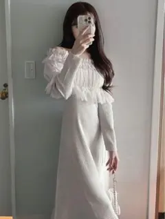 《タグ付き新品》2Wayチュールビスチェ×ニットワンピースセットアップ