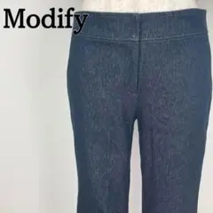 Modify　ブルー デニム フレア パンツ ハイウエスト　モディファイ