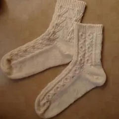 アラン模様のソックス　オフホワイト