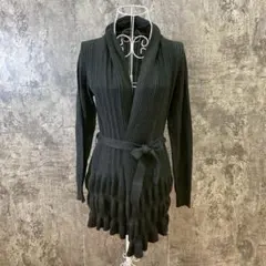 ✨NERVEUX FEMME✨♡リブニットカーディガン♡フリル付き♡ブラック(M