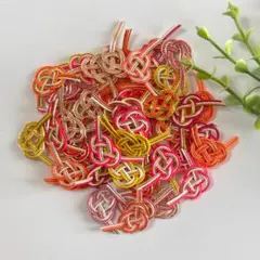 3.水引パーツ 3重あわじ結び 光沢ゴールド入 50個 暖色系バラエティ