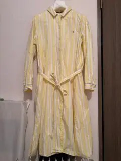 LILASIC イエロー・ホワイトストライプ シャツワンピース Lサイズ