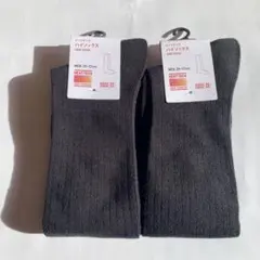 【新品】ユニクロ　ヒートテック　ハイソックス　25-27　リブ　ブラック　送料込