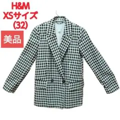 H&M エイチアンドエム チェック柄テーラードジャケット XSサイズ