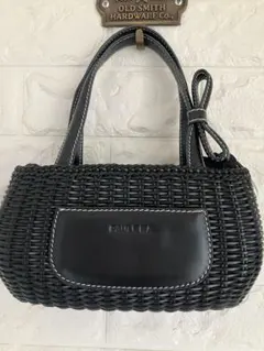 ポールカ　ブラック ミニかごバッグ