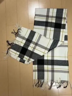 チェック柄マフラー ホワイト グレー