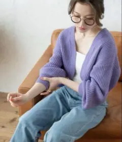 WEGOパープル クロップドカーディガン ニットボレロ