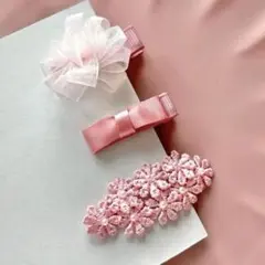 【1点限り❤︎】ヘアクリップ　ヘアピン　ピンク　パッチンピン　花　ベビー　キッズ