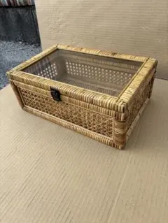salut! サリュ　ラタンガラスボックス 収納ボックス ガラス蓋付き