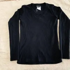 agnis b. 黒 Vネック 長袖 Tシャツ サイズ1