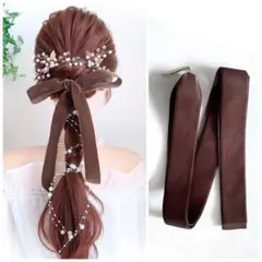 ワイド ベロアリボン ポニーフック ブライダルヘアアクセサリー