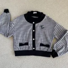 mezzo piano ジュニアLサイズチェック柄クロップドニット