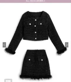 フェザーツイードジャケット×インパン裏地付きスカートセットアップ[pm634]