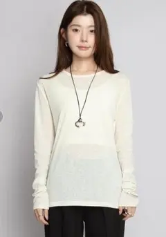 長袖Tシャツ シアーシャツ M クリーム色