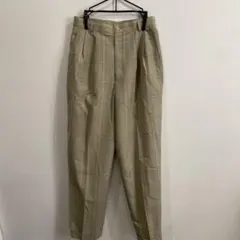 ベージュ系チェック プリーツスラックス