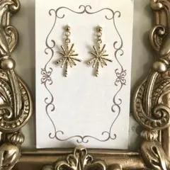 5887　ピアス　ゴールド　ハンドメイド　イヤリング交換無料　星スターシンプル