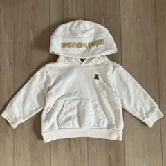 美品　Miki House ベージュ パーカー 90 フードミキハウス　ロゴ入り