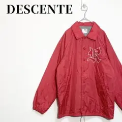 DESCENTE　ヴィンテージ　コーチジャケット　ロゴ刺繍　ナイロン　レッド　Mのサムネイル