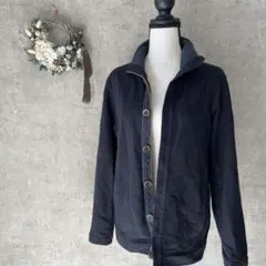 【イッカ】紺　ボタン付　カーディガン　厚手　L カジュアル　メンズ　シンプル