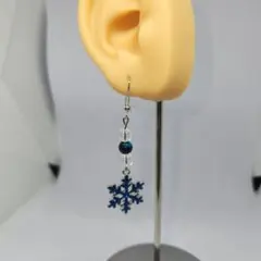 雪の結晶デザインタイガーアイ&クオーツ フックピアス