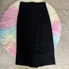 ラップ風ロングタイトスカート ブラックのサムネイル