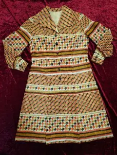 Vintage　レース生地ワンピース　開襟　ハンドメイド？古着　昭和レトロ