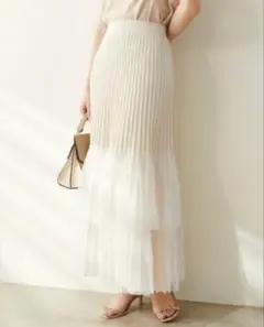 natural couture チュールドッキングニットスカートのサムネイル