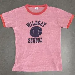 80sチャンピオンリンガーTシャツ 杢赤 霜降り トリコタグ　アメカジ　キムタク