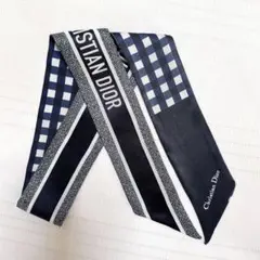 DIORディオール　チェック柄　ミッツァ　スカーフ　バンドー　美品