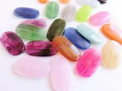 大ぶり細長オーバル型 ミックスカラーアクリルビーズ10個　BS551-Ｅ