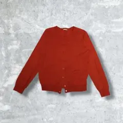 GU カーディガン L オレンジ y2k 羽織り 薄手 差し色 クルーネック