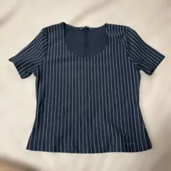 ZARA ネイビー ストライプ 半袖Tシャツ XS~S