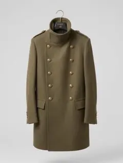 H&M メンズ ダブルブレスト ミリタリーコート カーキ Mサイズのサムネイル