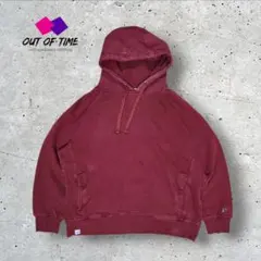 00sラッセルアスレティック 無地スウェットパーカー L バーガンディ フェード