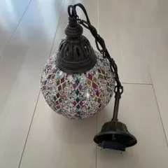 トルコランプ 美品 希少 吊り下げ ブルー 青 ガラスビーズ 引掛