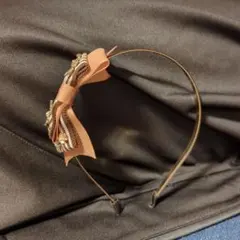 axesブラウン ストライプリボン カチューシャ