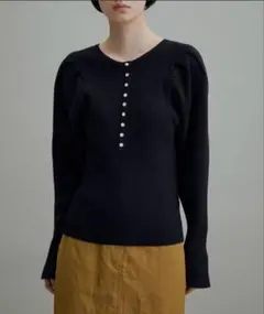 アダムエロペ　ボリュームスリーブ2WAYリブニットプルオーバー　ニット