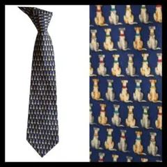 ●サルヴァトーレ フェラガモ シルク ネクタイ ドッグ 犬