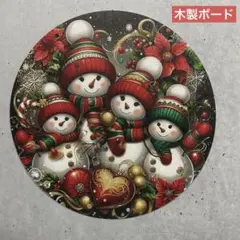 ウェルカム木製ボード 674 雪だるまファミリー