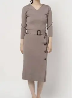 Mystrada マイストラーダ　サイド釦ニットワンピース